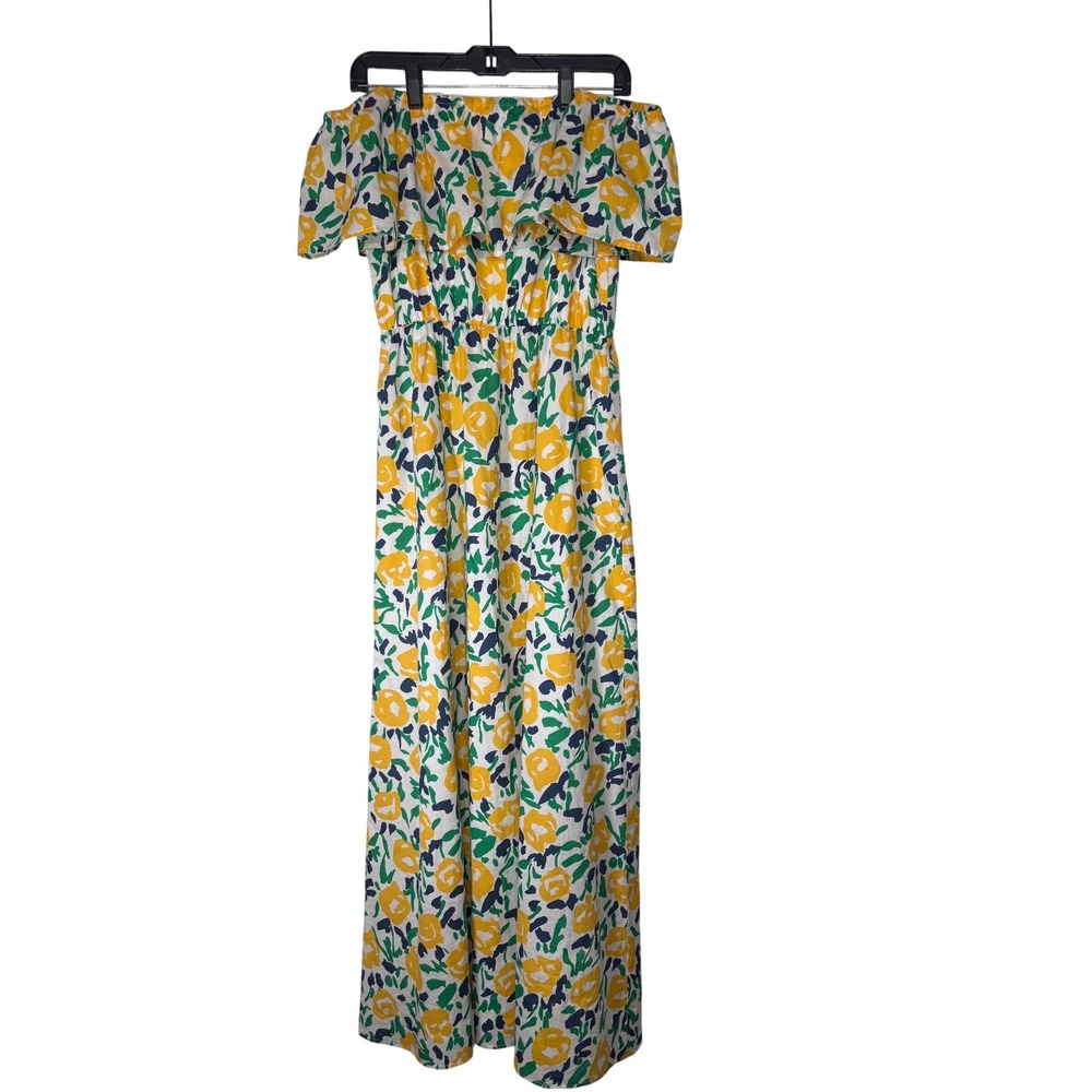 Sugar Lips Floral Off Shoulder Maxi Dress Yellow Green Blue Ruffle D4157DRF M